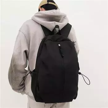 Школьный рюкзак для мужчин средней школы, однотонный рюкзак чёрный