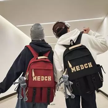 Школьный рюкзак для школьников большой емкости, рюкзак для средней школы, женский рюкзак с буквенным принтом чёрный