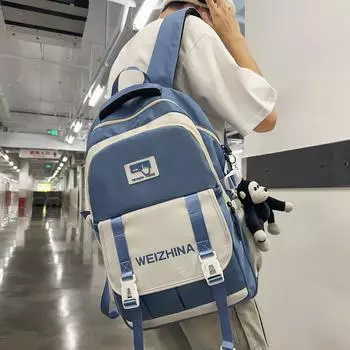 Школьный рюкзак для школьников от третьего до шестого класса, женский рюкзак большой вместимости, мужской рюкзак с цветными блоками и буквами хаки