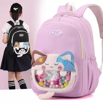 Школьный рюкзак для школьников, прозрачный детский рюкзак, большая вместимость, мультяшный рюкзак для девочек синий