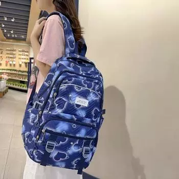 Школьный рюкзак для школьников средней школы, детский рюкзак для кампуса, женский рюкзак для компьютера большой емкости светло-синий