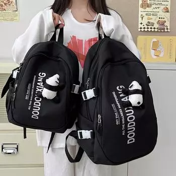 Школьный рюкзак для школьников средней школы, мужской и женский водонепроницаемый рюкзак с буквами Small чёрный