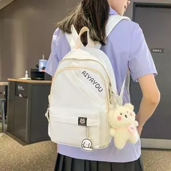 Школьный рюкзак для школьников средней школы, женский однотонный рюкзак для кампуса, рюкзак большой емкости чёрный