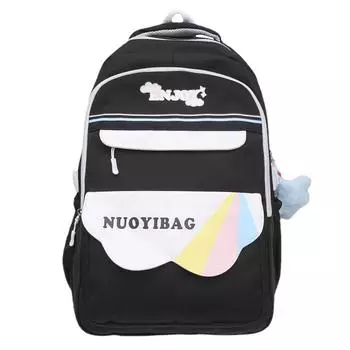 Школьный рюкзак для средней школы, женский, большой вместимости, легкий рюкзак чёрный