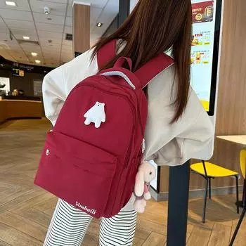 Школьный рюкзак для средней школы, женский, однотонный белый