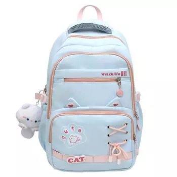 Школьный рюкзак для средней школы, женский, легкий, рюкзак с рисунком кота, большой емкости фиолетовый