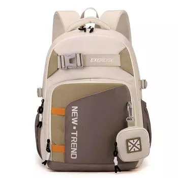 Школьный рюкзак для старшеклассника, цветной блок, большой вместимости, прочный рюкзак хаки