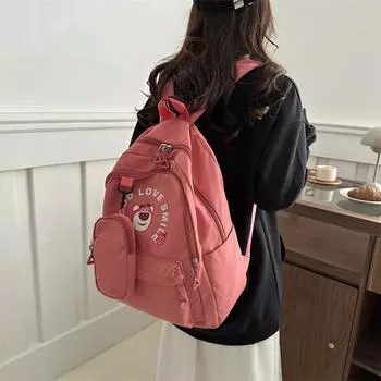Школьный рюкзак для старшеклассников, простой и универсальный, большой емкости, пенал, кулон, рюкзак для женщин розовый