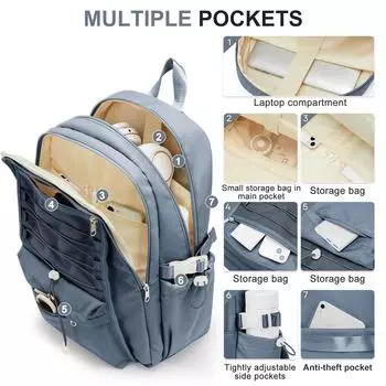 Школьный рюкзак для студента, большая вместительная дорожная сумка для мальчиков и девочек, базовый школьный рюкзак для ноутбука 15,6 дюймов
