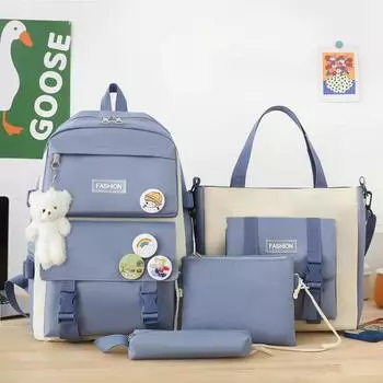 Школьный рюкзак для студентов кампуса, четыре комплекта рюкзаков большой вместимости для путешествий на открытом воздухе, простой новый рюкзак «все в одном»