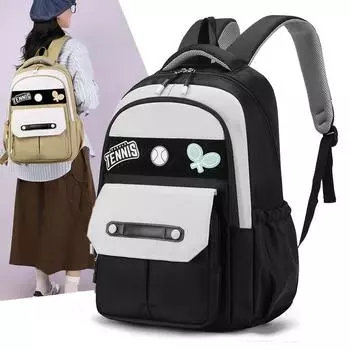 Школьный рюкзак для студентов, женский, контрастный цветной рюкзак для девочек, дорожная сумка чёрный