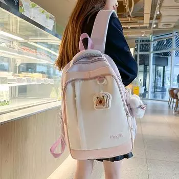 Школьный рюкзак для учащихся младших классов средней школы, женский, цветной, большой емкости, дорожный рюкзак чёрный