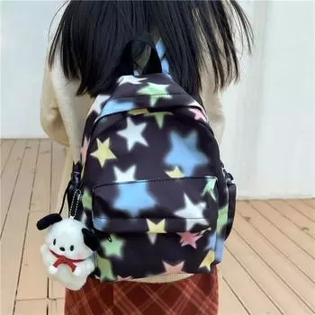 Школьный рюкзак для учащихся средней школы, школьный рюкзак со звездой, нейлоновый рюкзак большой емкости для младших школьников белый