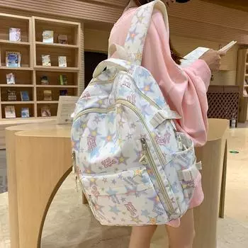 Школьный рюкзак для ученицы средней школы, рюкзак большой емкости с принтом фиолетовый