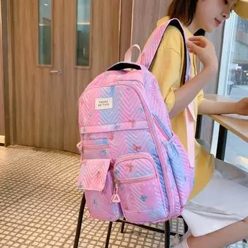 Школьный рюкзак для учеников 3-6 классов, легкий дышащий рюкзак, большая вместимость, детский рюкзак с принтом розовый