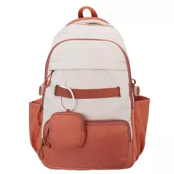 Школьный рюкзак для учеников младших классов средней школы, женский рюкзак большой вместимости с цветными блоками, мужской дорожный рюкзак с кошельком для монет кофейный