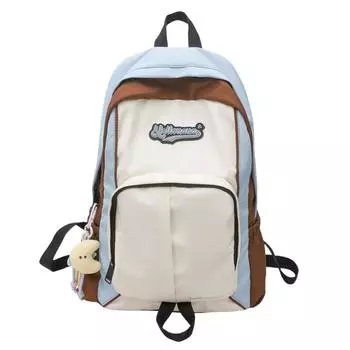 Школьный рюкзак для учеников младших классов средней школы, легкий рюкзак для девочек с цветными блоками синий/фиолетовый