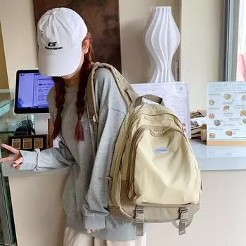 Школьный рюкзак для вечеринки для учащихся младших классов средней школы, женский, большой емкости, Mori, универсальный, контрастного цвета, рюкзак для поездок на работу, женский, высокого класса жёлтый