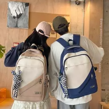 Школьный рюкзак для женщин, старшеклассников, большой вместительный рюкзак в стиле кампуса, нейлоновый рюкзак для младших школьников, мужской синий