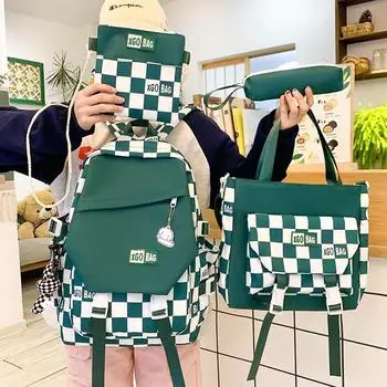 Школьный рюкзак из четырех предметов, женский рюкзак для учащихся старших классов средней школы, рюкзак большой емкости