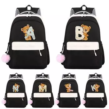 Школьный рюкзак Little Bear с 26 английскими буквами, школьная сумка Kawaii, школьная сумка с героями мультфильмов, рюкзак Mochilas, подростковый рюкзак для девочки, подарок