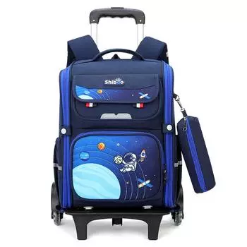 Школьный рюкзак на колесиках для девочек, детские школьные рюкзаки с колесами, водонепроницаемый печатный рюкзак на колесиках