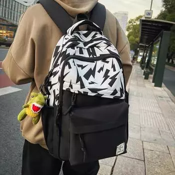 Школьный рюкзак с буквенным принтом, мужской рюкзак большой емкости, студенческий дорожный рюкзак белый