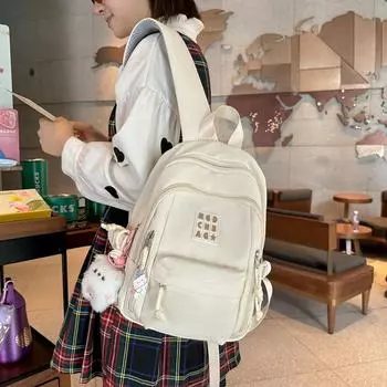 Школьный рюкзак с буквенным принтом, женский рюкзак, легкий дорожный маленький рюкзак, школьная сумка для студентов белый