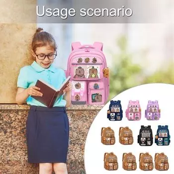 Школьный рюкзак с изображением капибары, легкий и практичный, большая вместимость, рюкзак для учеников начальной школы L