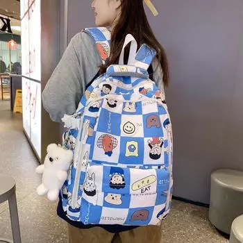 Школьный рюкзак с мультяшным принтом, легкий студенческий рюкзак большой емкости, женский дорожный рюкзак