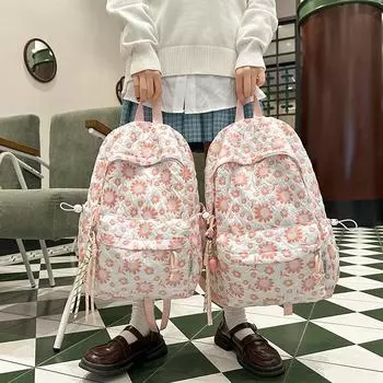 Школьный рюкзак с принтом для учащихся средних и старших классов, женский рюкзак большой вместимости Small чёрный