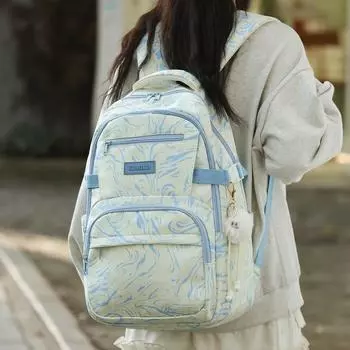 Школьный рюкзак с принтом, женский рюкзак большой емкости, рюкзак для учащихся средней школы, третьего-шестого класса чёрный