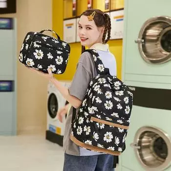Школьный рюкзак с ремешком, большая молния, регулируемая сумка на плечо, водонепроницаемая школьная сумка с цветочным принтом