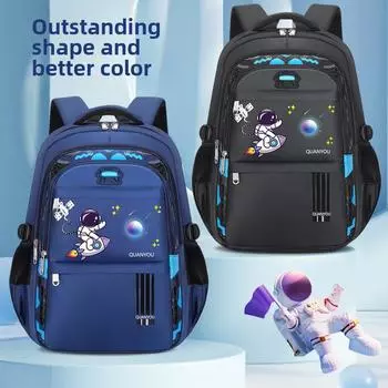 Школьный рюкзак с рисунком астронавта для мальчика с защитой позвоночника, водонепроницаемый, большой вместимости для учеников начальной школы. Trumpet зелёный