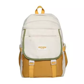 Школьный рюкзак средней школы, повседневный рюкзак, рюкзак с цветными блоками большой емкости хаки