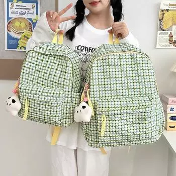 Школьный рюкзак в клетку для женщин, рюкзак большой емкости для девочек-подростков M розовый