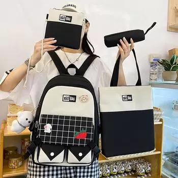 Школьный рюкзак в стиле колледжа, клетчатый женский рюкзак, цветной студенческий рюкзак большой емкости фиолетовый