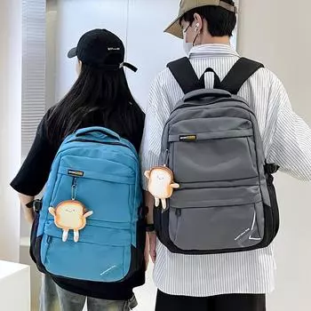 Школьный рюкзак в стиле колледжа, студенческий рюкзак, мужской уличный рюкзак, женский рюкзак большой емкости светло-серый