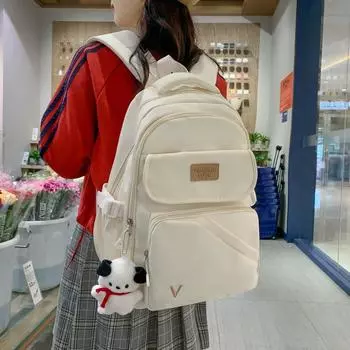 Школьный рюкзак в стиле колледжа, женский рюкзак для старшеклассников, однотонный рюкзак