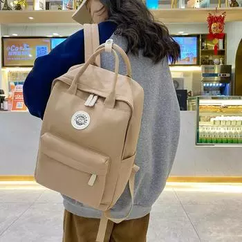 Школьный рюкзак в студенческом стиле для младших школьников, однотонный студенческий рюкзак, женский нейлоновый рюкзак чёрный