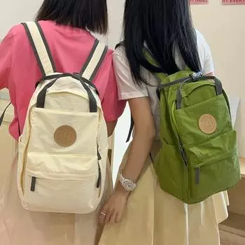 Школьный рюкзак в студенческом стиле, женский однотонный рюкзак, легкий студенческий дорожный рюкзак зелёный