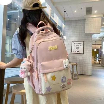 Школьный рюкзак женский большой емкости рюкзак для школьника средней школы компьютерный рюкзак чёрный