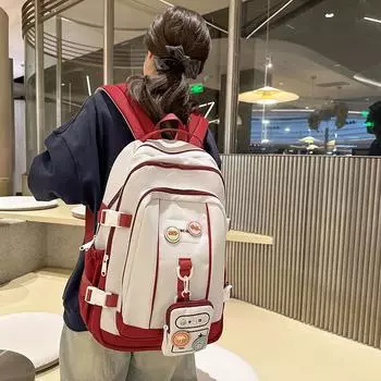 Школьный рюкзак женский рюкзак для учеников средней школы большой емкости чёрный