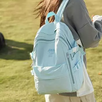 Школьный рюкзак женский студенческий стиль рюкзак однотонный студенческий рюкзак синий