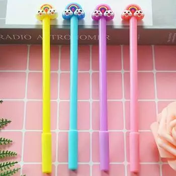 Школьный сезон 10 шт. 0,5 мм мультяшная радужная гелевая ручка облаков маленькая свежая канцелярская ручка на водной основе креативные офисные принадлежности ручка для подписи синий