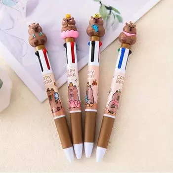 Школьный сезон 10 шт. 0,5 мм Capibala четырехцветная шариковая ручка высококачественная канцелярская цветная ручка для справочника креативная офисная многоцветная масляная ручка A