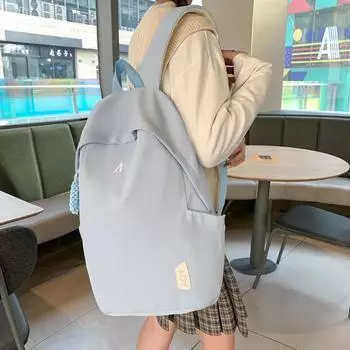 Школьный женский однотонный рюкзак, студенческий рюкзак большой емкости белый