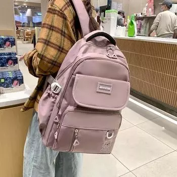 Школьный женский рюкзак большой емкости, однотонный студенческий рюкзак красный