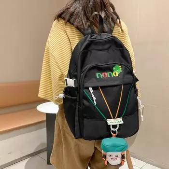 Школьный женский рюкзак большой вместимости для младших школьников и школьников, контрастный цветной рюкзак чёрный