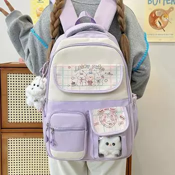 Школьный женский рюкзак большой вместимости, студенческий рюкзак фиолетовый